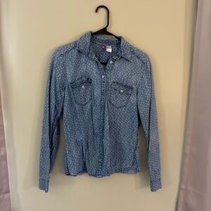 Light Wash  Denim Button-Up Shirt